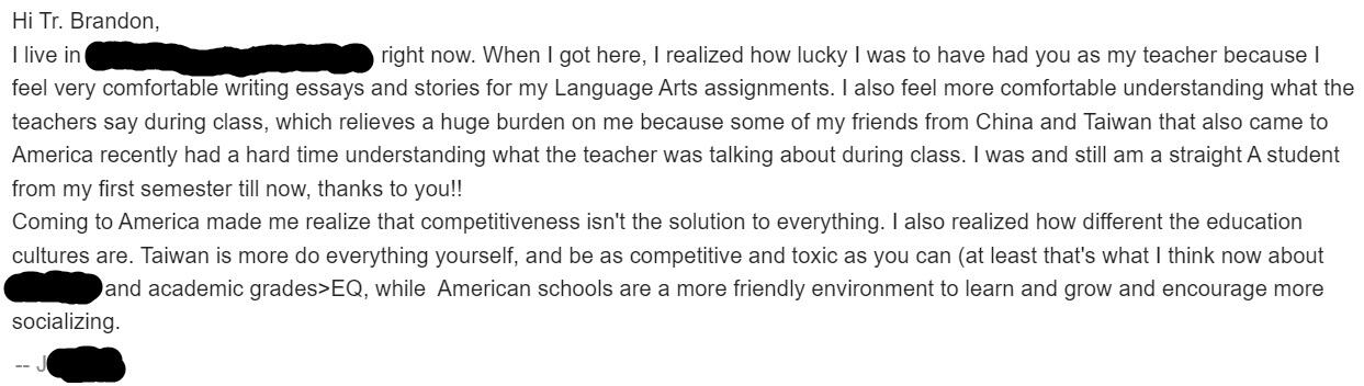 Feedback from past writing student Feedback from past writing student